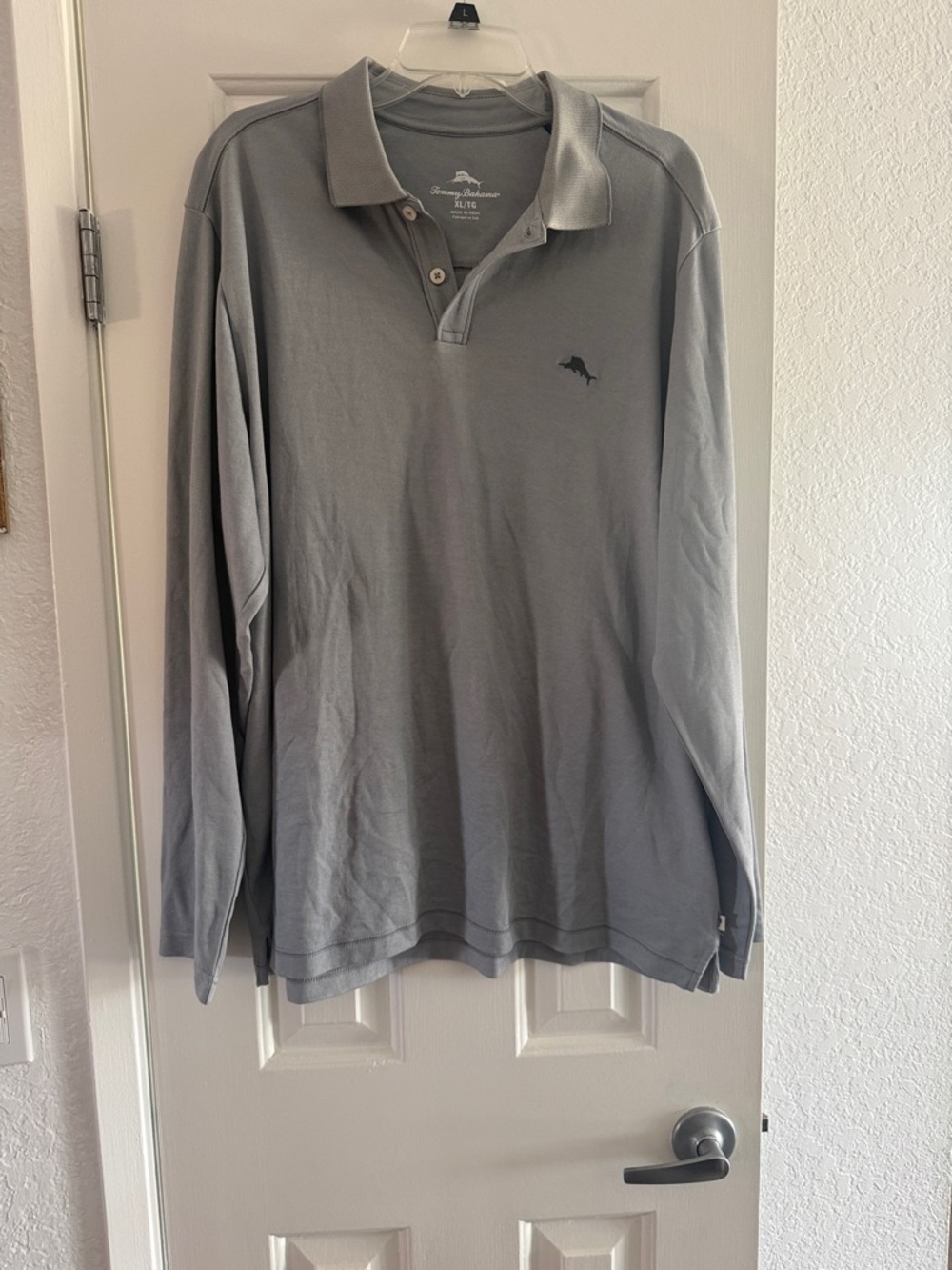 Tommy Bahama Men's Long-Sleeve Golf Polo in Light Gray
